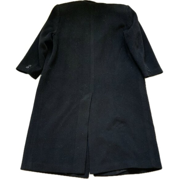 Wool Blend long overcoat Black mens Large? Pockets Lined Short Tailor Made in US - Picture 13 of 16